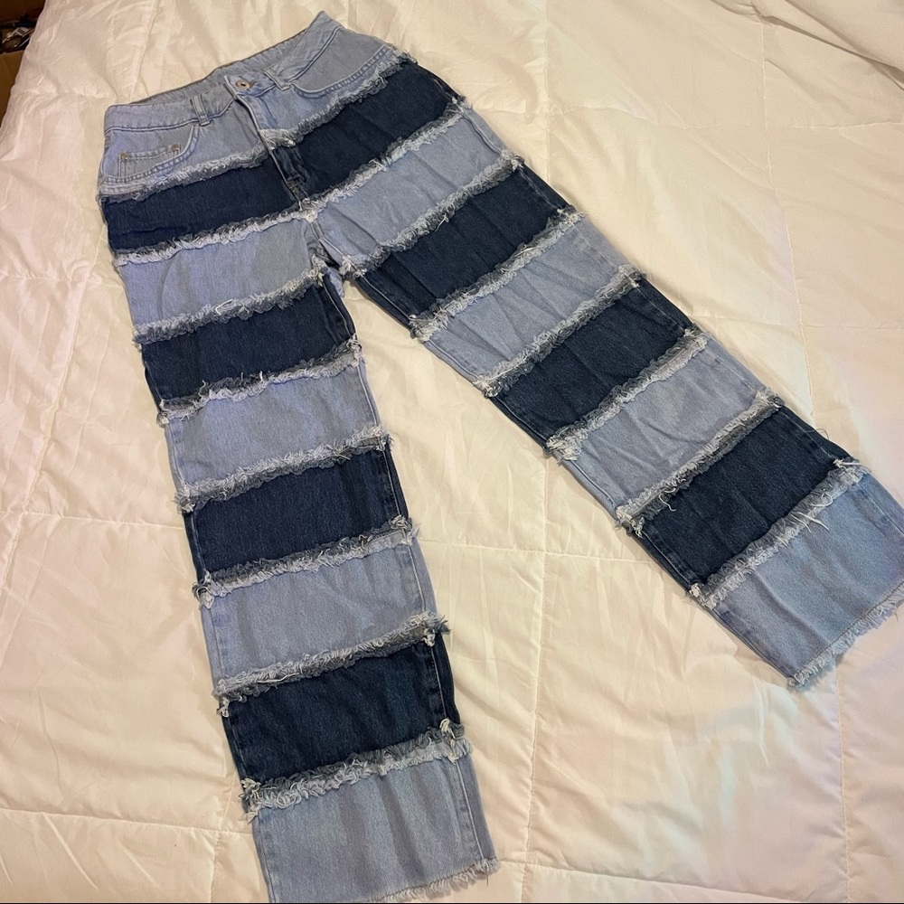 The Ragged Priest Striped-Panel Dad Jean